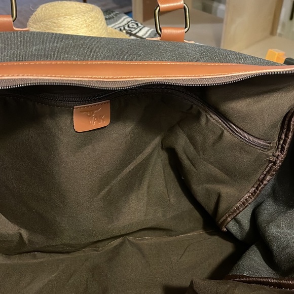 TAK Large Weekend BAG in charcoal/black Canvas with brown  leatherette details. - Picture 4 of 13